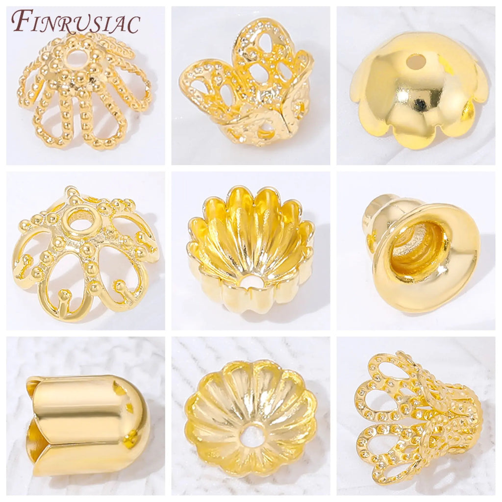 18K Gold Plated Brass Bead Caps – Flower DIY Jewelry Findings Jewelry Bead Caps P3