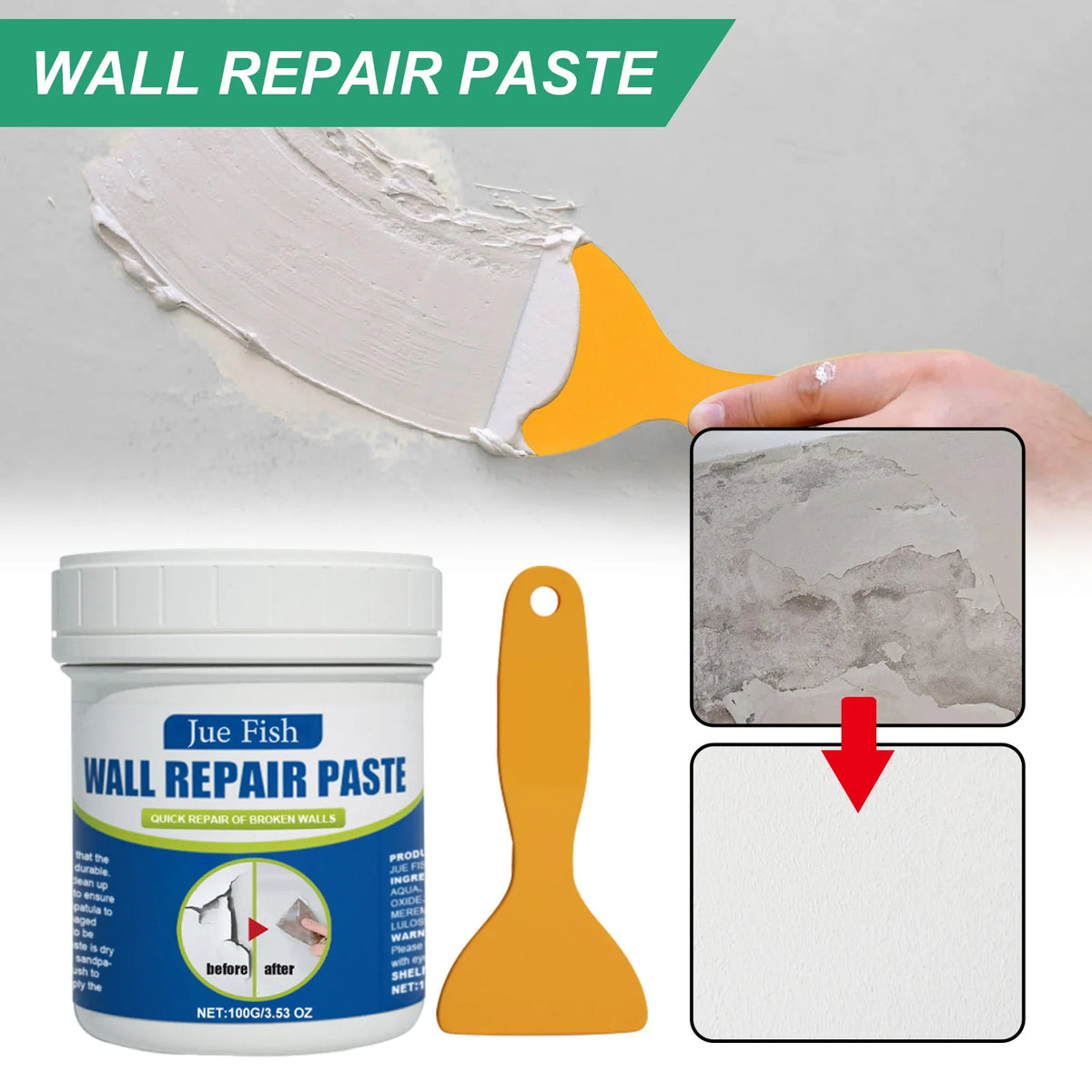 Wall Repair Paste – Quick-Dry Spackle Filler with Scraper Wall Repair Spackle P3