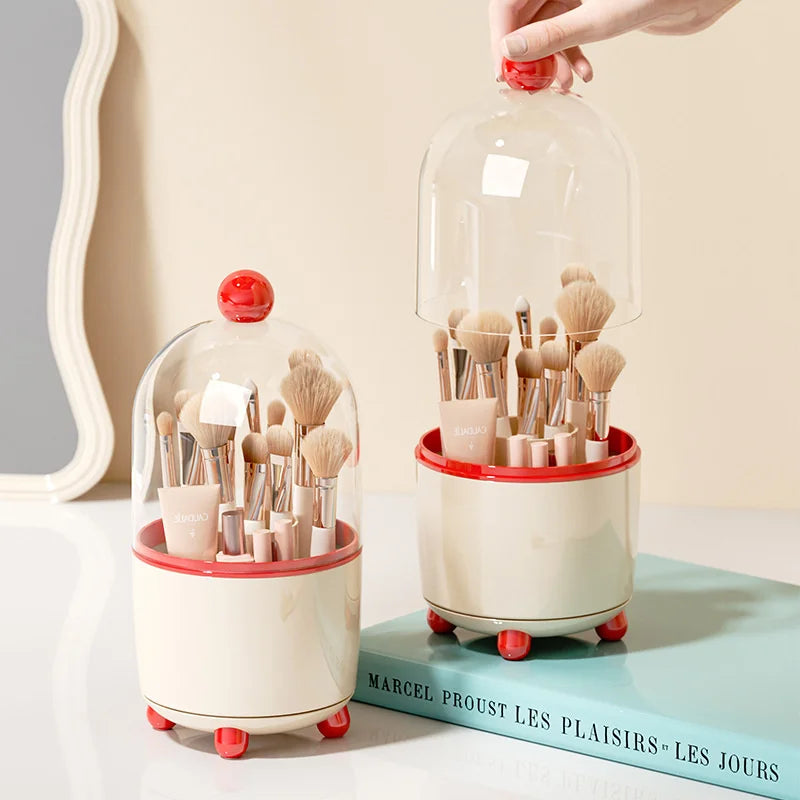 360° Rotating Makeup Brush Holder with Dustproof Lid Makeup Brush Organizer P3