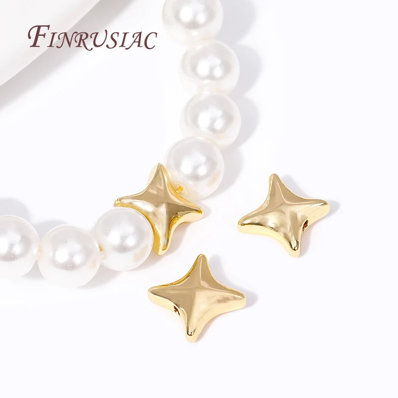18K Gold Plated Star & X Brass Spacer Beads | DIY Jewelry Making Jewelry Spacer Beads P3