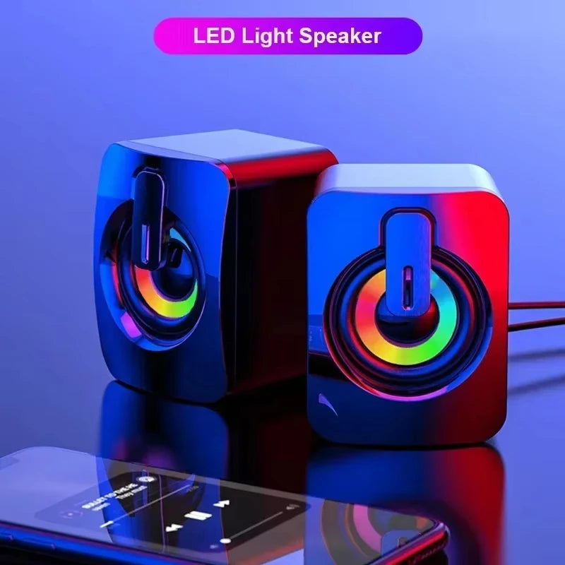 NOCCLILI USB Computer Speakers HIFI Stereo Subwoofer LED & Mic Computer Speakers P3