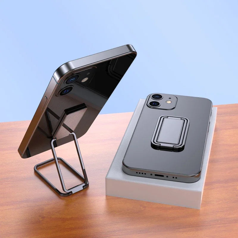 Foldable Metal Phone Ring Holder 360° Finger Kickstand Grip Phone Ring Holder P3 Black
