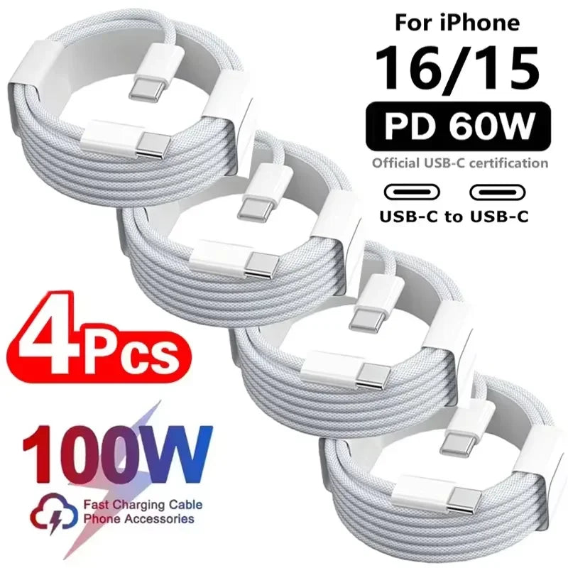 100W USB-C to USB-C Braided Fast Charge Cable | 6A, 1M USB-C Charging Cable P3