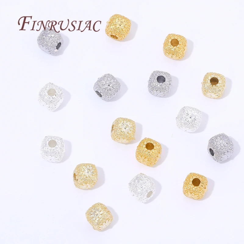 18K Gold Plated Brass Square Beads 5.5mm | DIY Jewelry Making Jewelry Making Beads P3