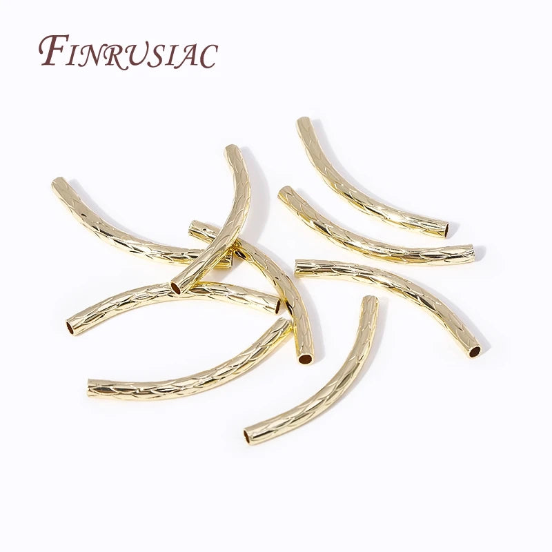 18K Gold Plated Brass Curved Tube Beads Connector | DIY Jewelry Jewelry Findings P3