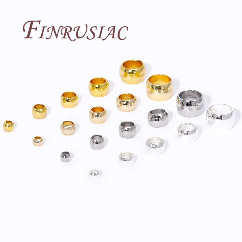 18K Gold Plated Crimp Beads 2mm–4mm | Stopper Spacer Findings Jewelry Crimp Beads P3