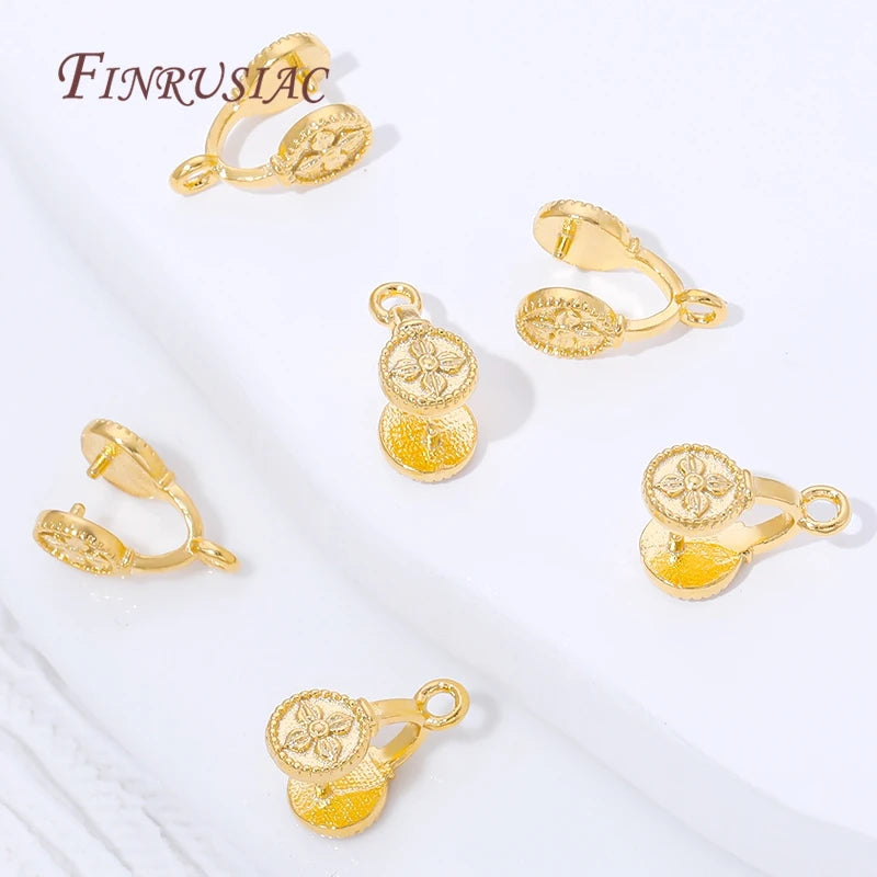 18K Gold Plated Flower Pinch Bails – DIY Jewelry Connectors Jewelry Making Findings P3