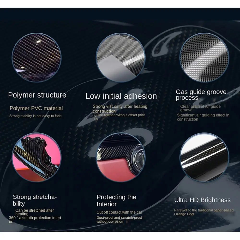 Carbon Fiber Vinyl Wrap Film 50x30cm – High Gloss 3D/6D Effect Car Vinyl Wrap Film P3