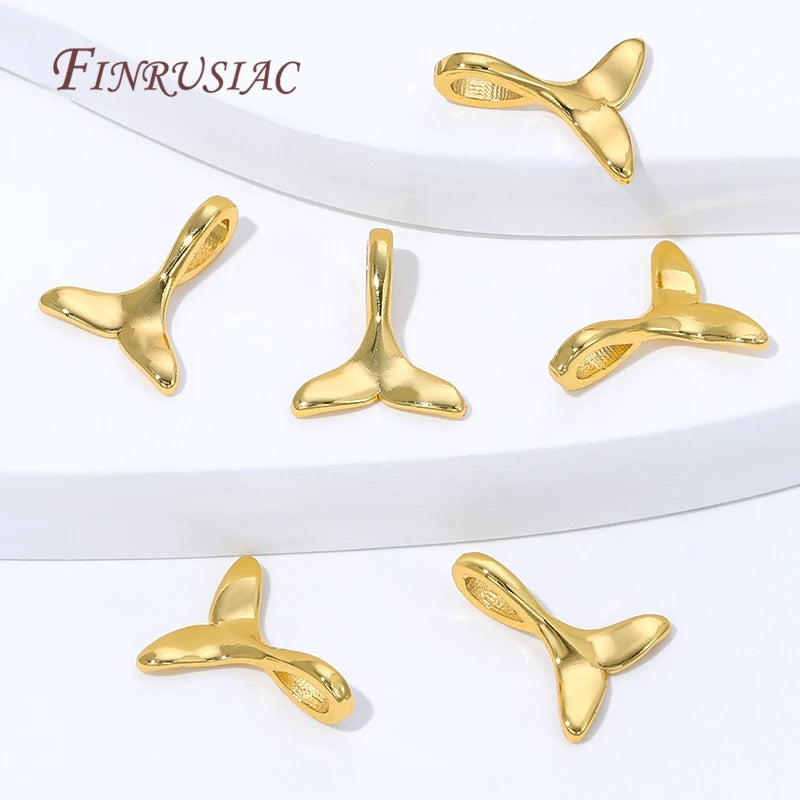 18K Gold Plated Fishtail Charm Pendants | Brass DIY Jewelry Jewelry Charm Pendants P3