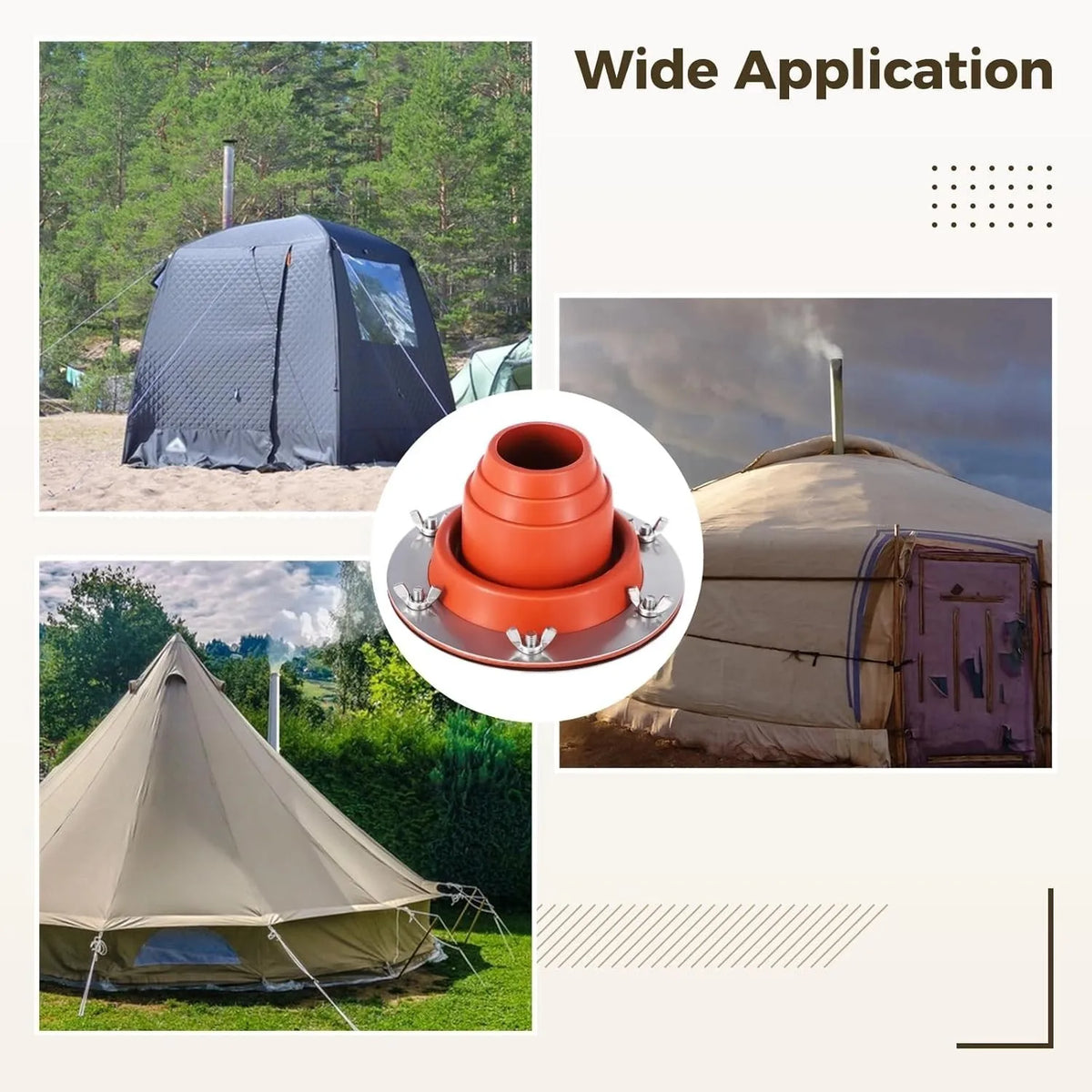 Tent Stove Jack Kit – High-Temp Silicone Pipe Boot Flue Flashing Stove Jack Kit P3
