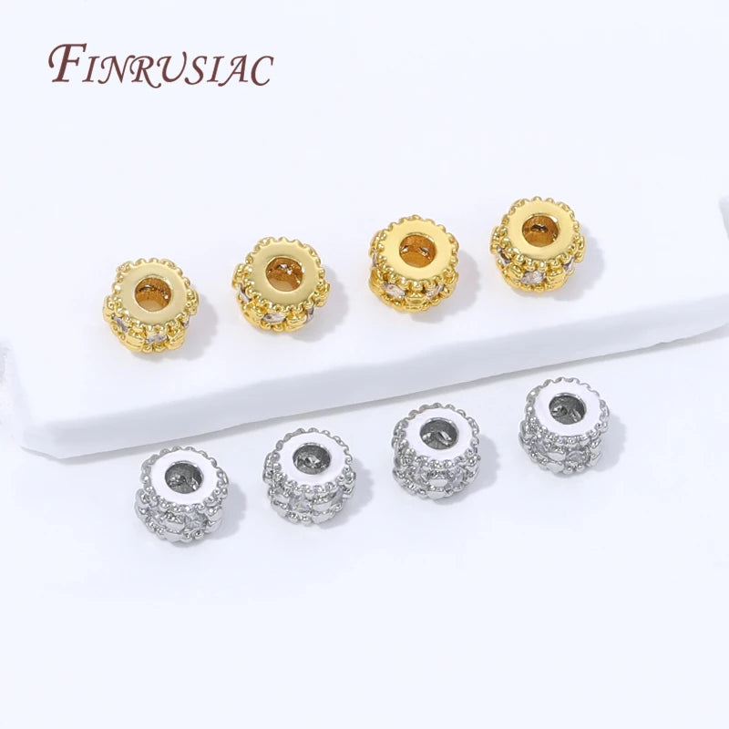 18K Gold Plated Zircon Round Spacer Beads | DIY Jewelry Jewelry Spacer Beads P3