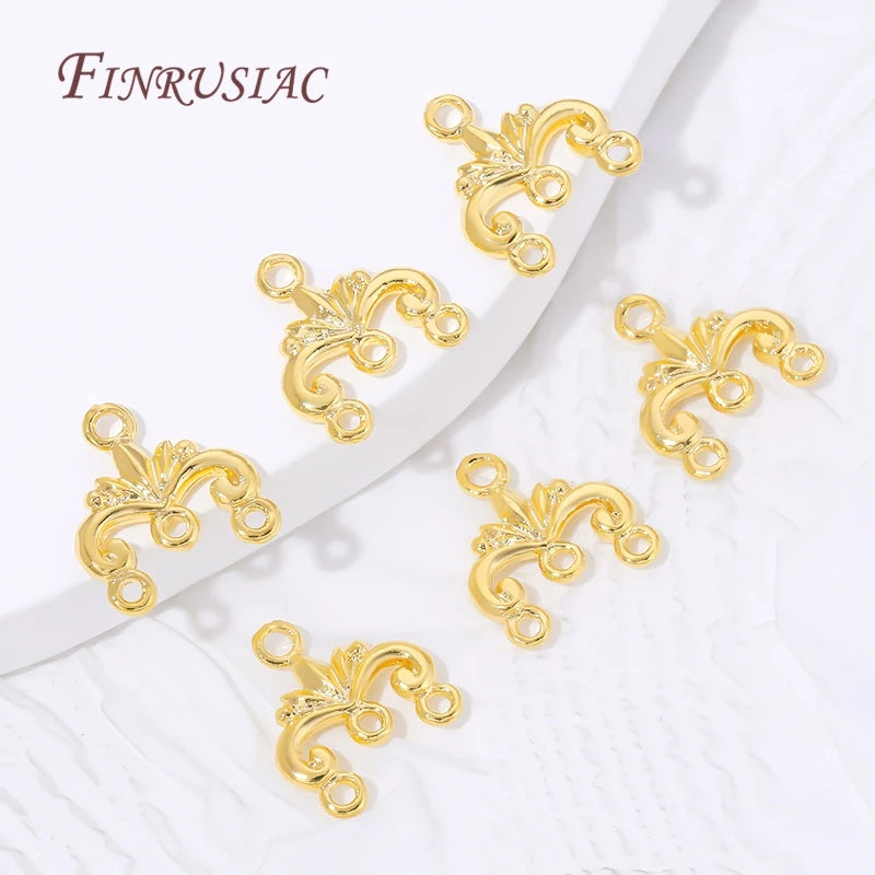 18K Gold Plated Baroque Floral Multi-Loop Jewelry Connectors Jewelry Connector Links P3