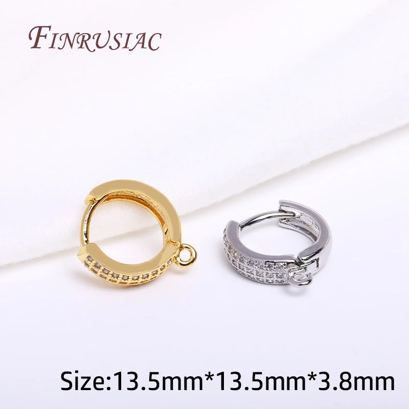 18K Gold Plated Zircon Round Hoop Earring Hooks & Clasps Earring Findings P3