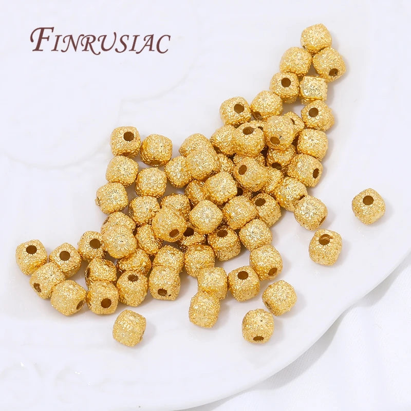 18K Gold Plated Brass Square Beads 5.5mm | DIY Jewelry Making Jewelry Making Beads P3