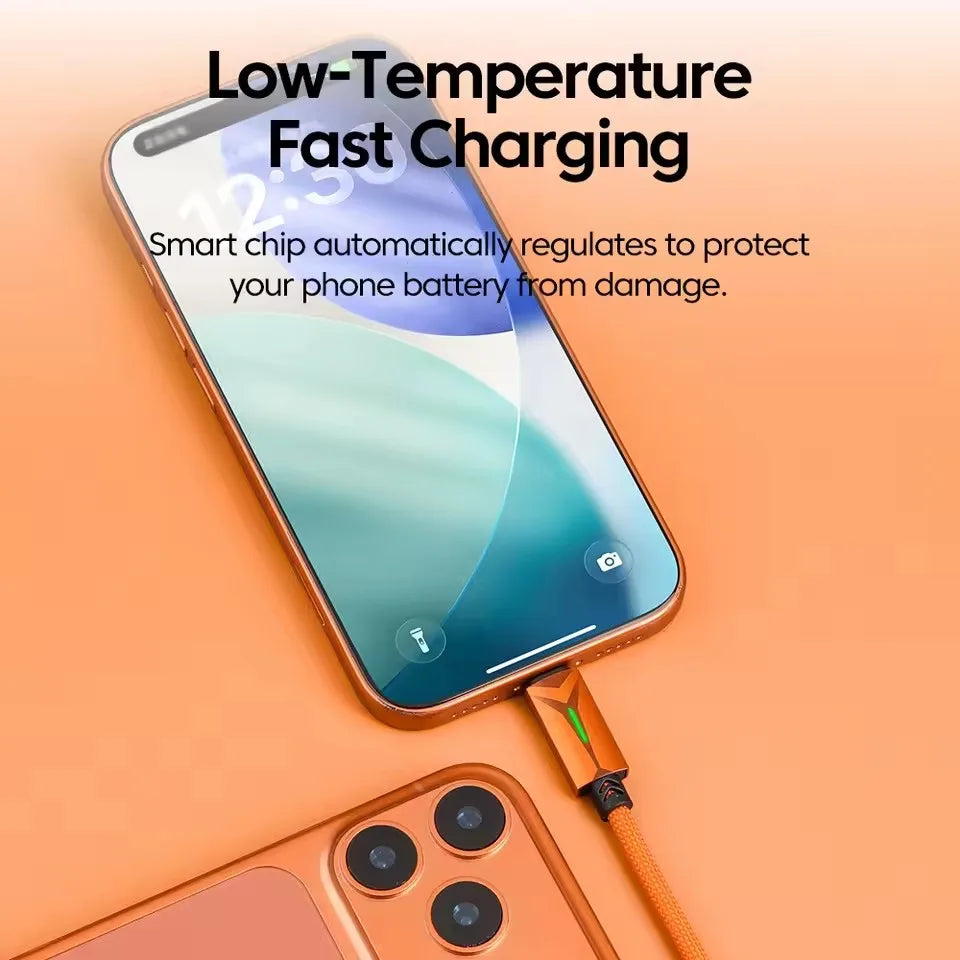 120W USB-C Fast Charging Cable LED 6A Braided – Phone & Tablet USB-C Charging Cable P3