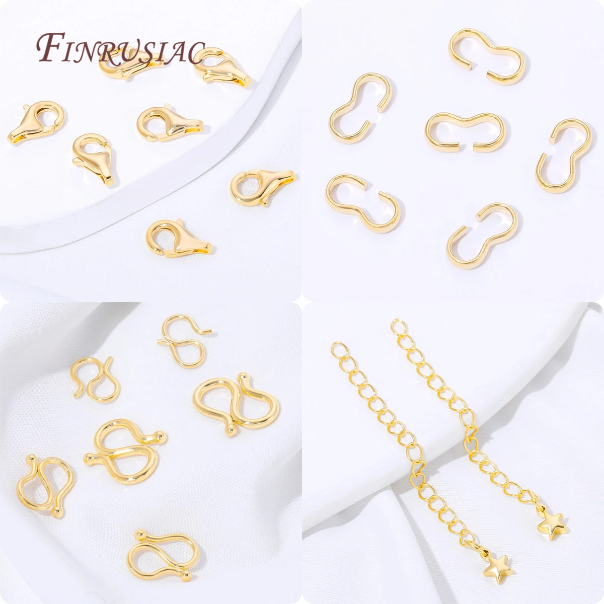 18K Gold Plated Lobster Clasps & S Hook Clasps – DIY Jewelry Jewelry Clasps & Findings P3
