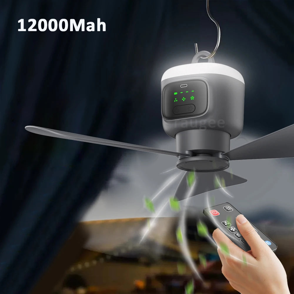 Raugee 12000mAh Portable Ceiling Fan with Remote & LED Light Portable Ceiling Fan P3