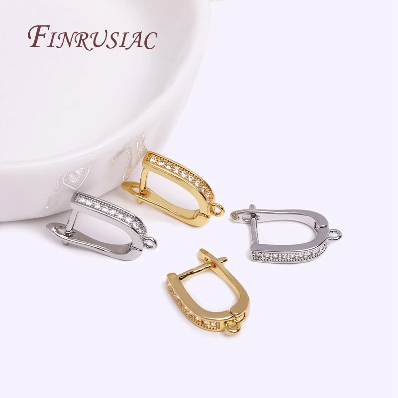 18K Gold Plated Zircon Earring Hook Clasps | DIY Jewelry Findings Earring Hook Findings P3