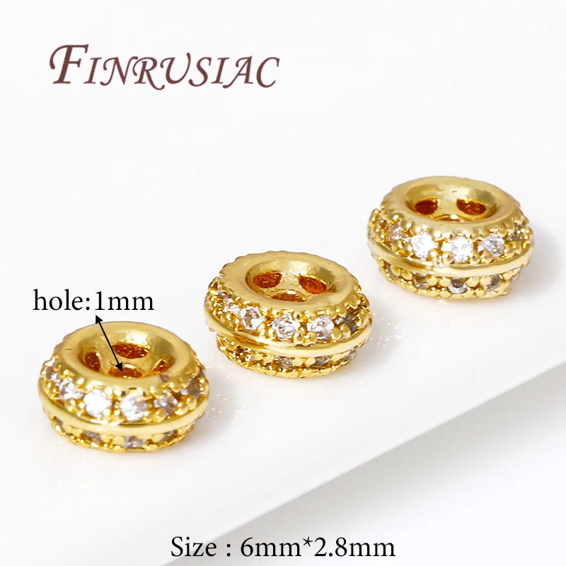18K Gold Plated Brass Zircon Spacer Beads – DIY Jewelry Making Jewelry Spacer Beads P3 18K Real Gold Plated 4 pieces