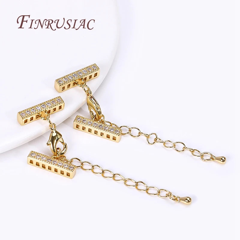 18K Gold Plated Lobster Clasp & Cuboid Spacer Bar DIY Kit Jewelry Findings Set P3