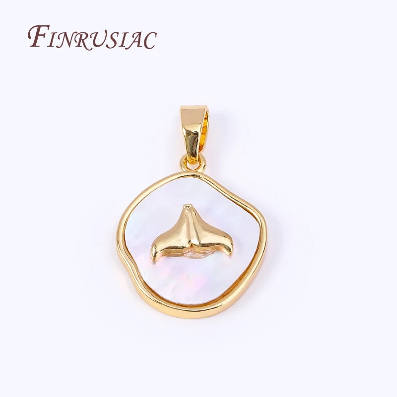 Natural Shell Fishtail Gold-Plated Pendant Charm – DIY Jewelry Pendant Charm P3