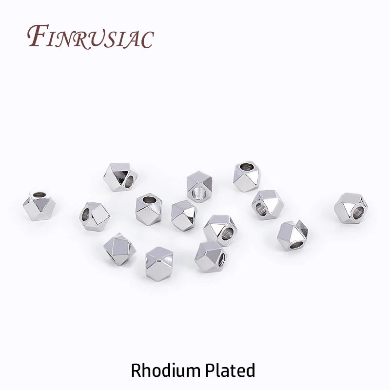 18K Gold Plated Geometric Faceted Spacer Beads | DIY Jewelry Jewelry Spacer Beads P3 Rhodium Plated 4MM-50 pcs