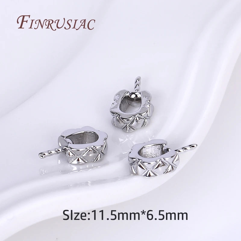 18K Gold Plated Striped Pearl Pendant Mounting DIY Peg Bails Jewelry Finding P3 Rhodium Plated 2 Pieces