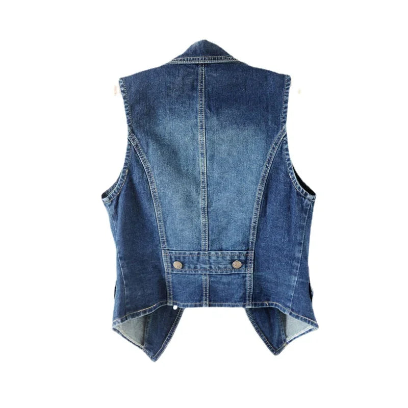 PTKPCC Women's Denim Vest Jacket – Sleeveless Waistcoat S–3XL Denim Vest Jacket P3
