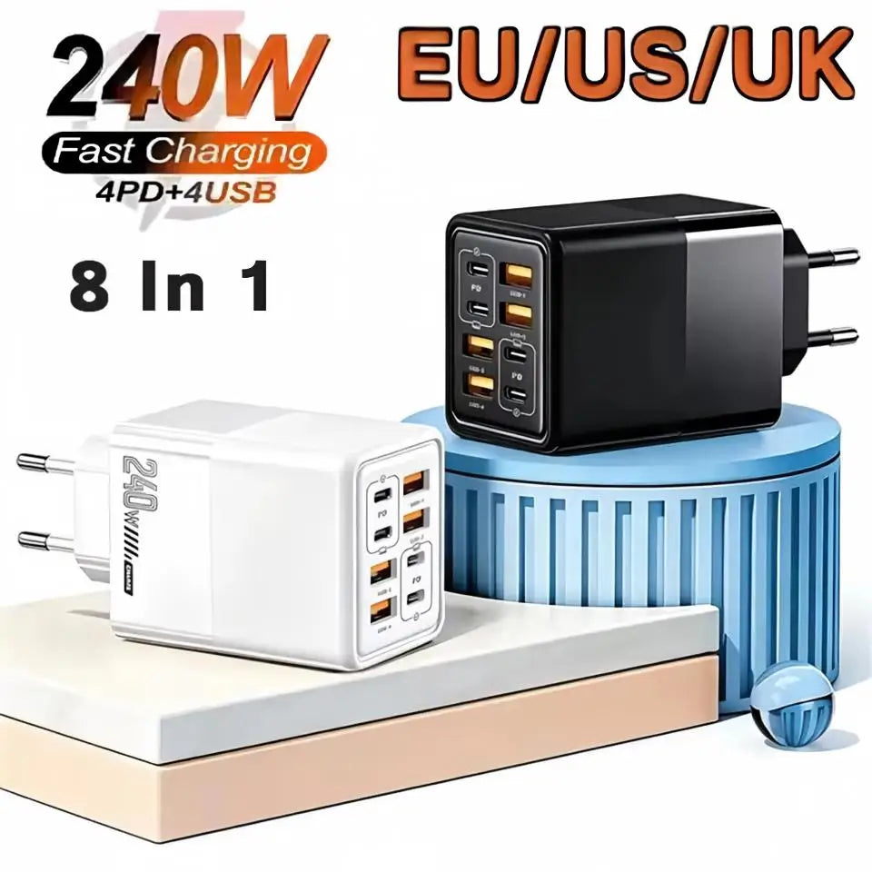 8-in-1 240W USB-C Fast Charger | 4 PD + 4 USB-A Ports Multi-Port Wall Charger P3