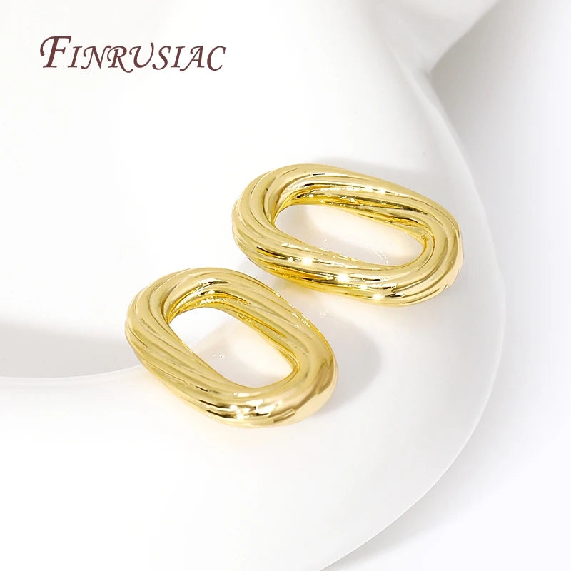 18K Gold Plated Brass Oval Twist Ring Connectors | DIY Jewelry Jewelry Connectors P3