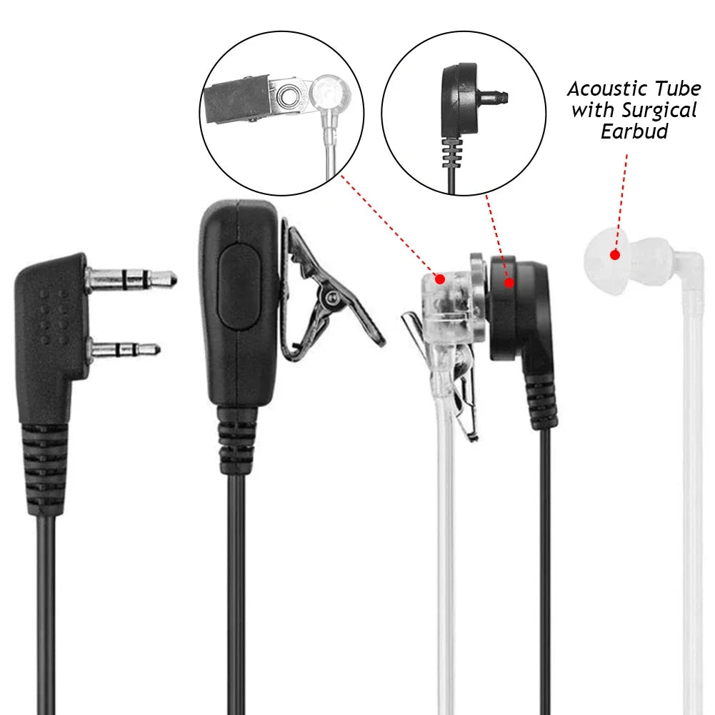 2-Pin PTT Covert Acoustic Tube Earpiece for Baofeng Kenwood Radio Earpiece Headset P3