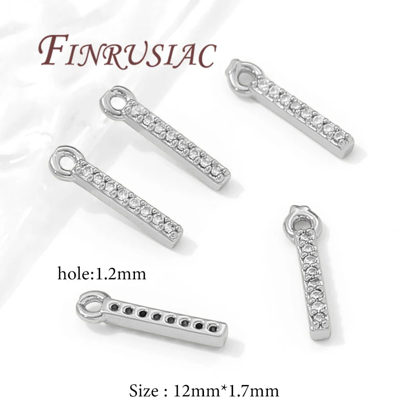 18K Gold Plated Brass Zircon Charms – DIY Jewelry Pendants Jewelry Charm Findings P3 Rhodium Plated 5 pieces