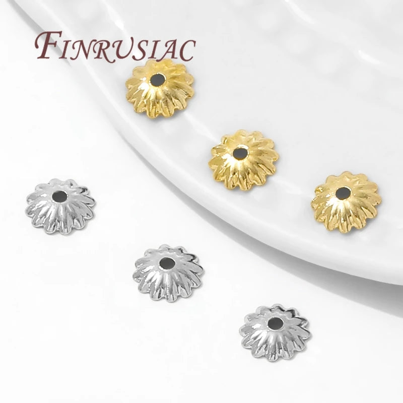 18K Gold Plated Flower Bead Caps 5.7mm – 50/100 Pcs DIY Jewelry Jewelry Bead Caps P3