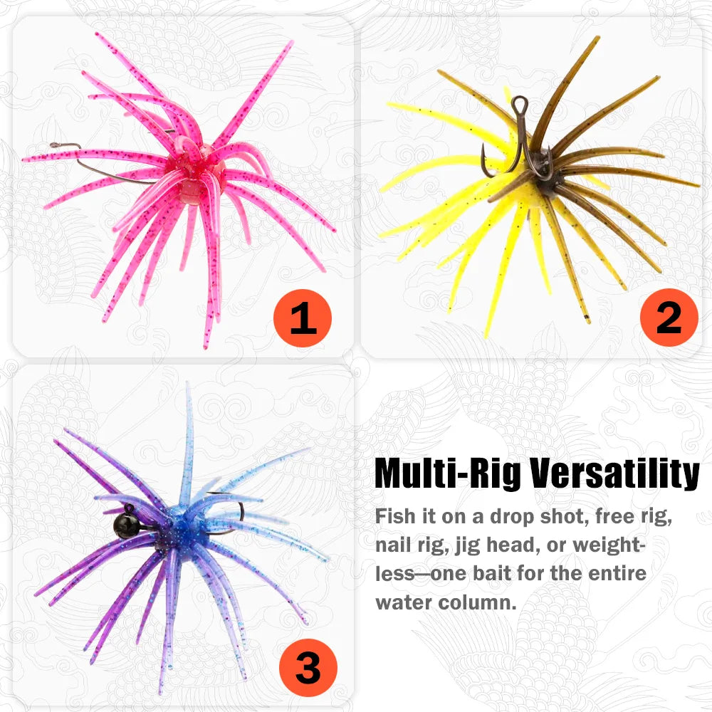 B&U Floating Sea Urchin Soft Lure | Topwater Bass Trout Bait Soft Fishing Lure P3