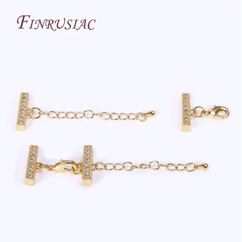 18K Gold Plated Lobster Clasp & Cuboid Spacer Bar DIY Kit Jewelry Findings Set P3