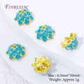 18K Gold Plated Blue Enamel Lotus Bead Caps | Brass Flower Spacer Jewelry Bead Caps P3 Gold Plated-4pcs 4 pcs