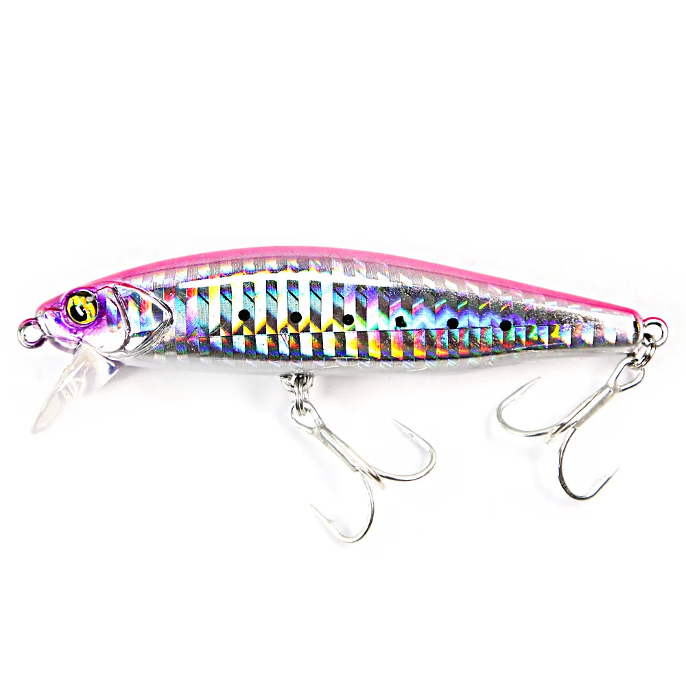 B&U 82S 27g Sinking Minnow Saltwater Hard Lure | Long Cast Saltwater Fishing Lure P3 PINK SLIVER 1PC-82mm-27g