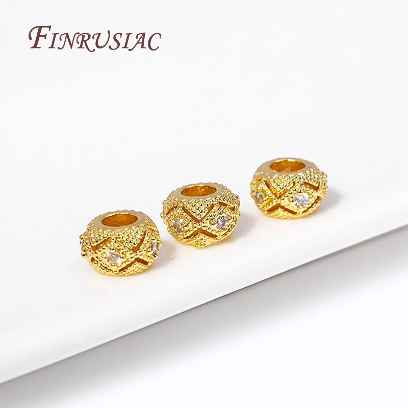 18K Gold Plated Zircon Spacer Beads – DIY Bracelet Jewelry Jewelry Spacer Beads P3