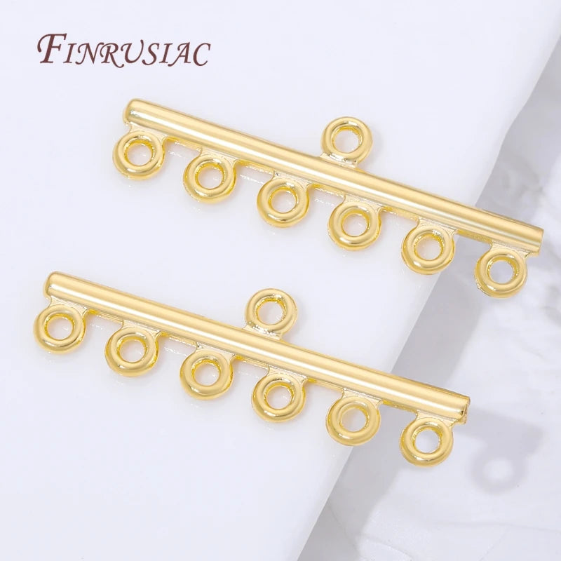 18K Gold Plated 6-Hole Multi-Strand Necklace Clasp | DIY Jewelry Findings Clasp P3