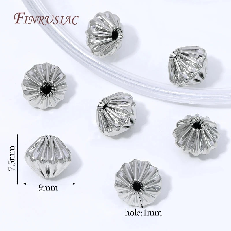 18K Gold Plated Pumpkin Spacer Beads | DIY Jewelry Findings Jewelry Spacer Beads P3 Rhodium Plated 10 pieces