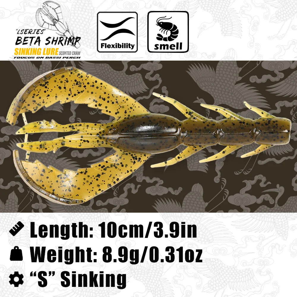 B&U Craw Shrimp Soft Plastic Fishing Lures – Bass Pike 4pk Soft Plastic Lure P3