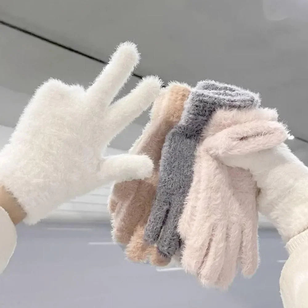 Faux Mink Fur Plush Winter Gloves – Unisex Warm Knit Outdoor Winter Plush Gloves P3