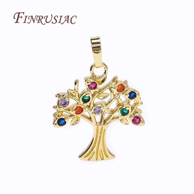 18K Gold Plated Zircon Tree Charm Pendant – DIY Jewelry Making Jewelry Pendant Charm P3