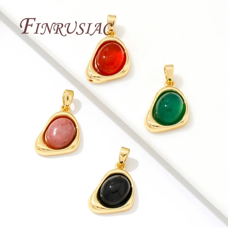 18K Gold Plated Natural Stone Charms – DIY Jewelry Pendants Jewelry Making Charms P3