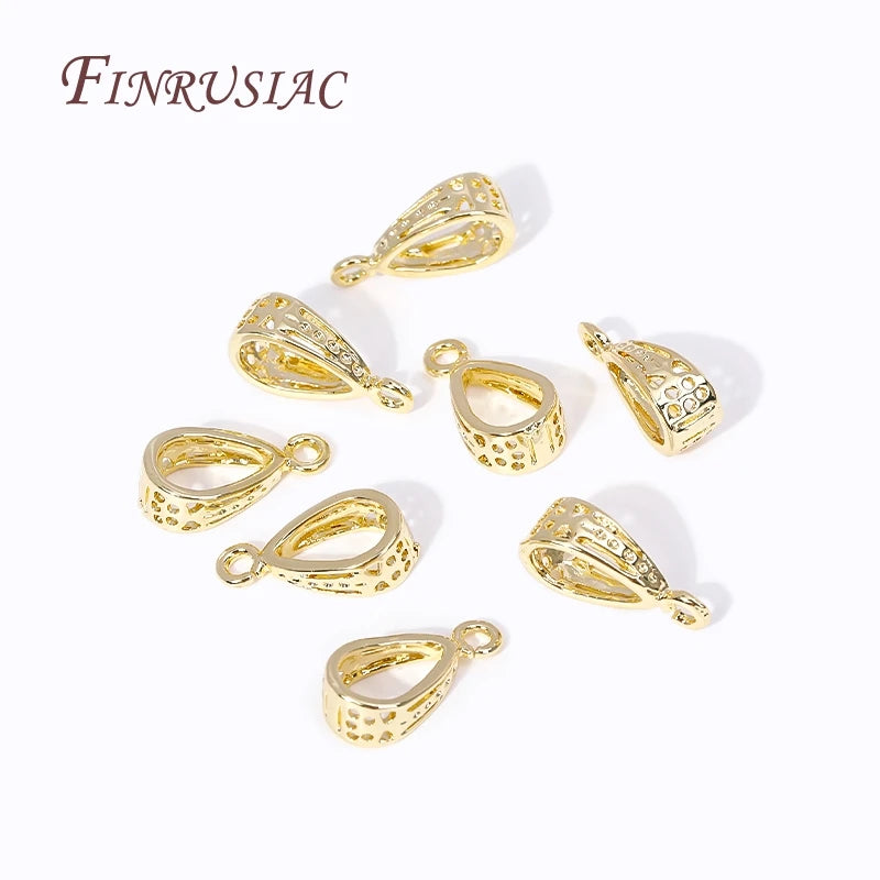 18K Gold Plated Brass Droplet Pendant Bail Connector – DIY Jewelry Pendant Bail Connector P3