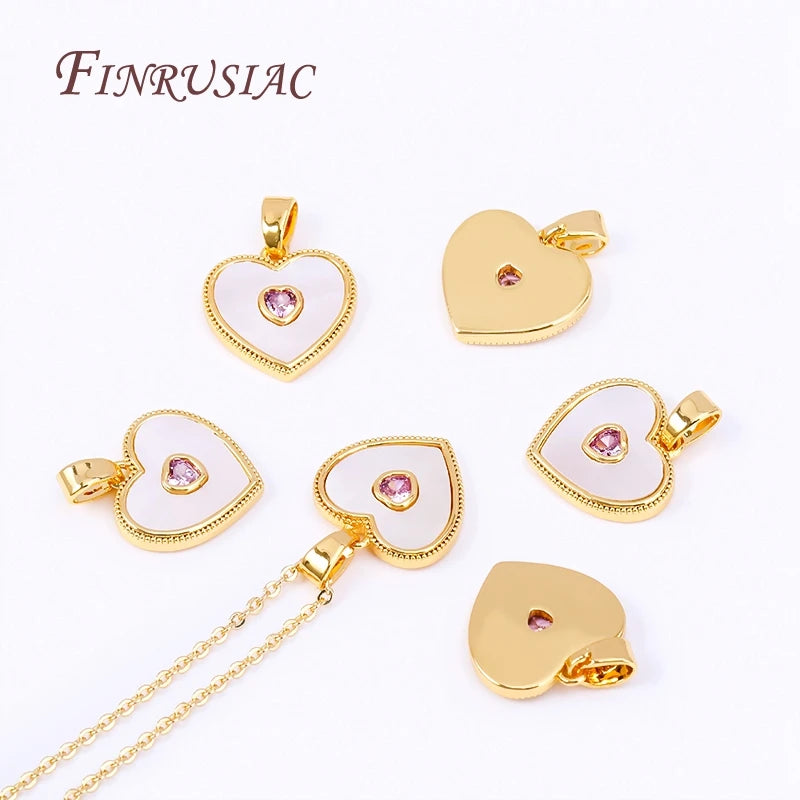 18K Gold Plated Brass Heart Pendant | Shell DIY Jewelry Charm Jewelry Pendant Charm P3