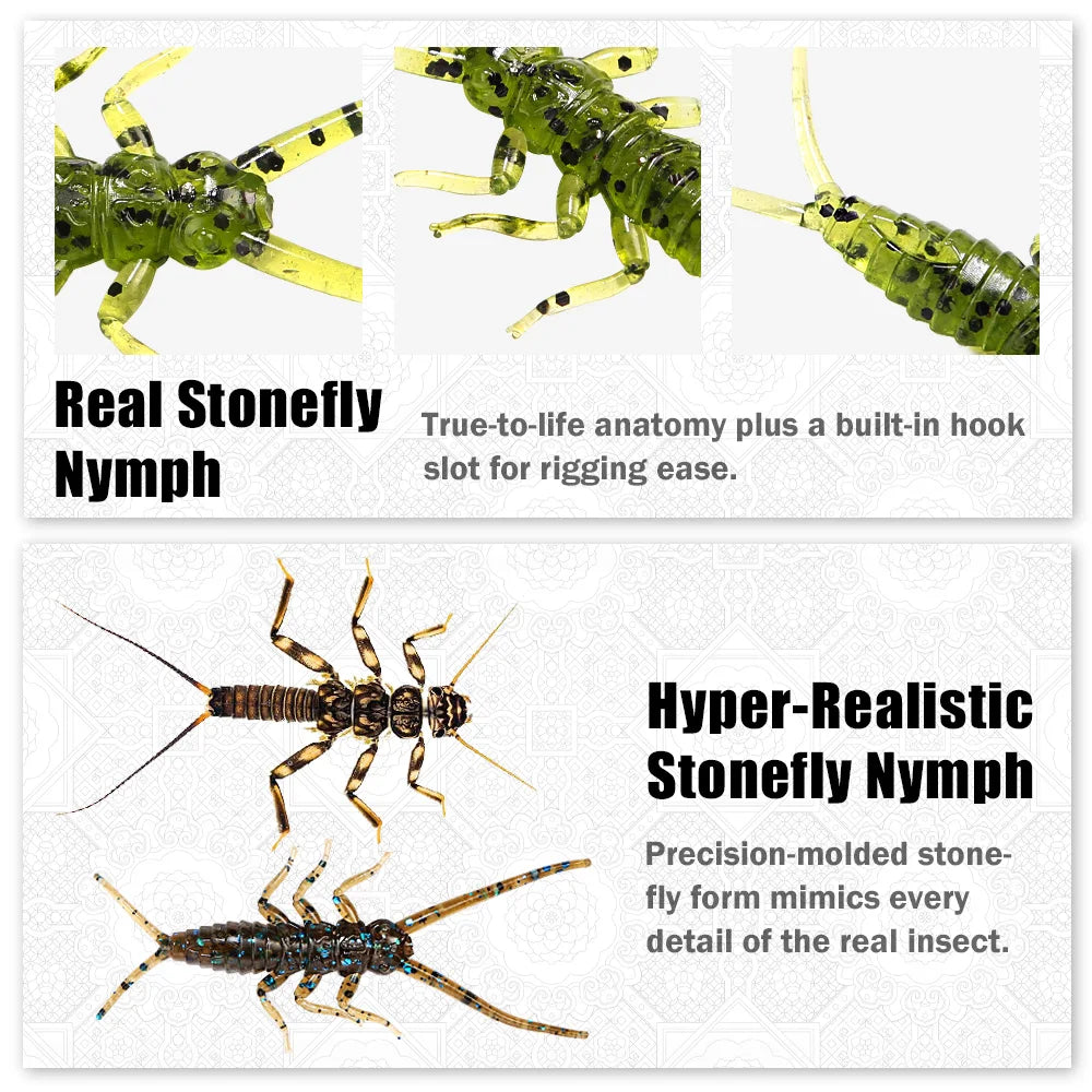 B&U Soft Nymph Fishing Lures – Bass Trout Perch Drop Shot Soft Fishing Lure P3