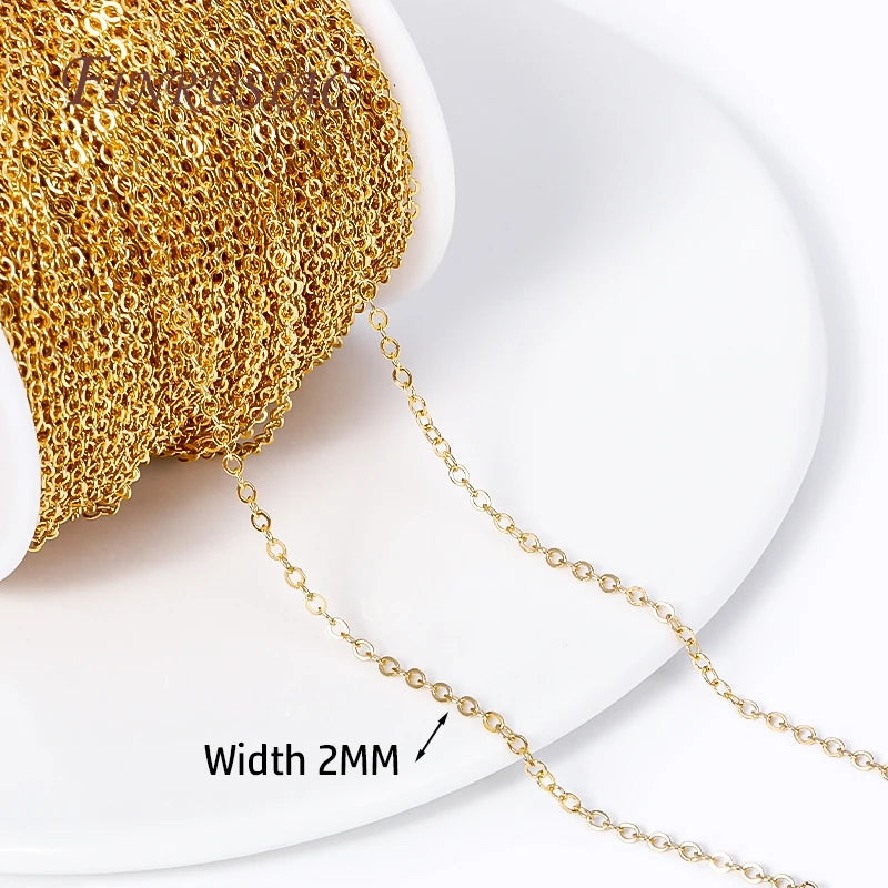 18K Gold Plated O-Shape Chain Spool | 2mm DIY Jewelry Making DIY Jewelry Chain P3 18K Real Gold Plated 2mm-3 Meters
