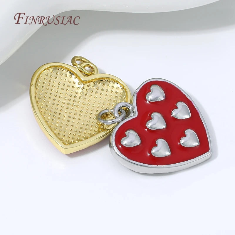 Red Enamel Heart Charms 18K Gold Plated DIY Pendant Jewelry Charm Pendant P3
