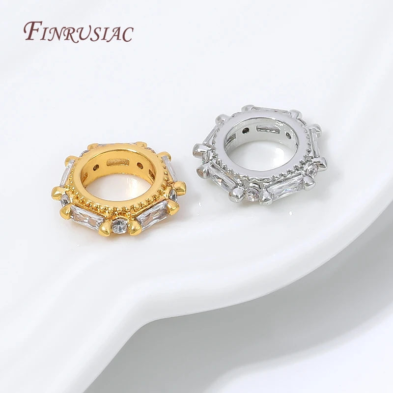 18K Gold Plated Micro Pavé Hollow Spacer Beads | DIY Jewelry Jewelry Spacer Beads P3